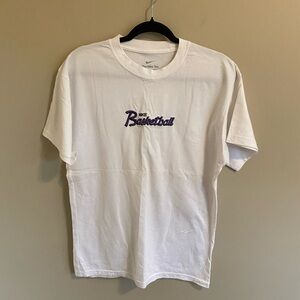 Nike Men's White and Purple Basketball Tee